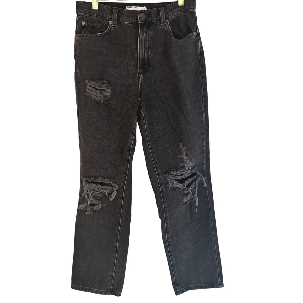 Garage Vintage Straight Distressed Black Jeans Size 7 / 28‎